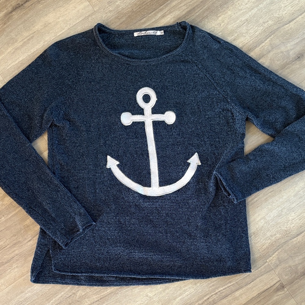 Lulu-B Dark Blue Sweater with White Anchor